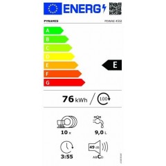 Pyramis 033001401 Εντοιχιζόμενο Πλυντήριο Πιάτων για 10 Σερβίτσια Π44.8xY81.5εκ. PDWAE 45SI